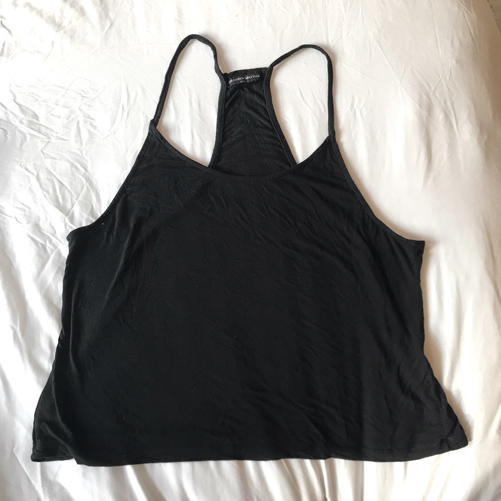 Brandy Melville Black Racerback Knit Tank Top
